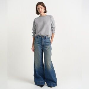 Wide Leg Flare Jeans in Vintage Blue